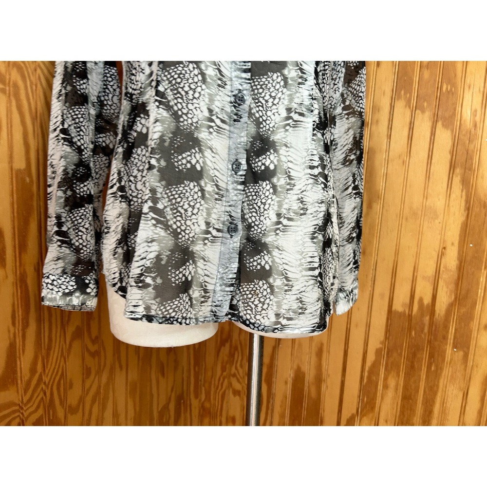Cabi Black Beige Python Snake Print Button Down S… - image 3